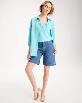 Striped Denim Trouser Shorts | Chico's